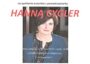 Przejdź do wpisu Zaproszenie na spotkanie autorskie z Hanną Cygler